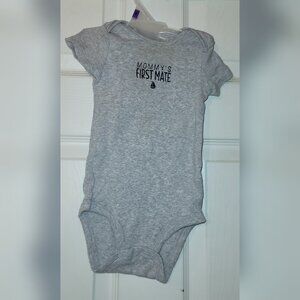 Carter's First Mate Grey Short Sleeve Onesie-Size 12M